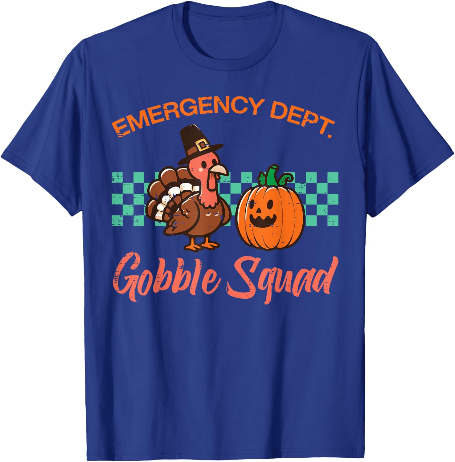 Thanksgiving Emergency Nurse Gobble Squad Scrub Top Women T-Shirt - T-Shirt | Royal