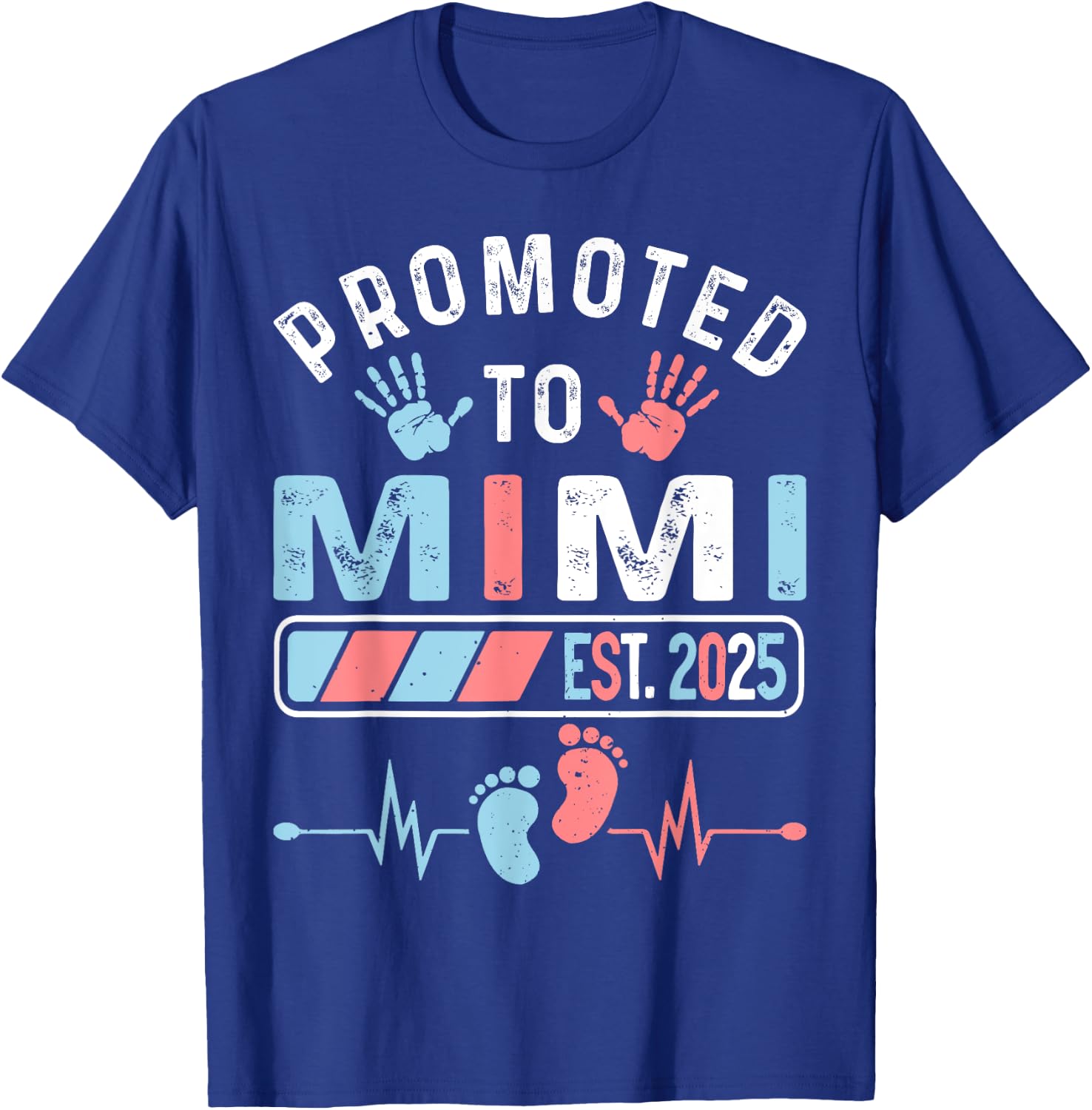 Promoted To Mimi Est. 2025 Baby Shower Gender Reveal T-Shirt - T-Shirt | Royal