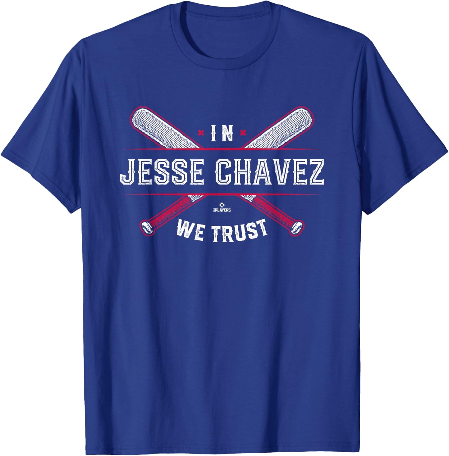 We Trust in Jesse Chavez Atlanta Baseball MLBPA T-Shirt - T-Shirt | Royal