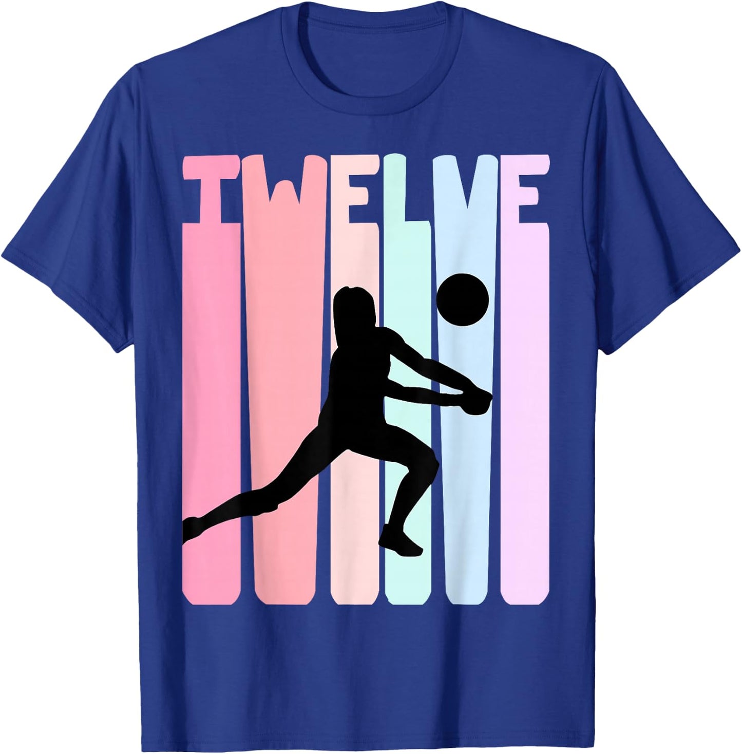 12th Birthday Retro Volleyball Girl Player 12 Years Old Kids T-Shirt - T-Shirt | Royal