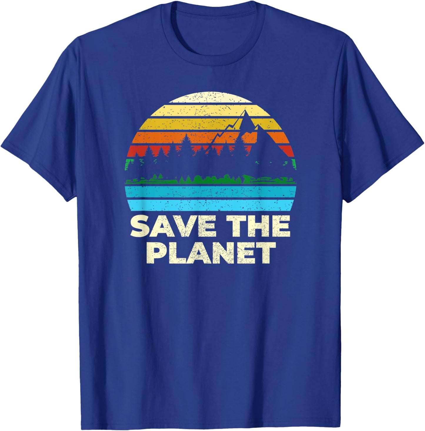 Save Protect The Planet Retro Vintage Earth Day T-Shirt - T-Shirt | Royal