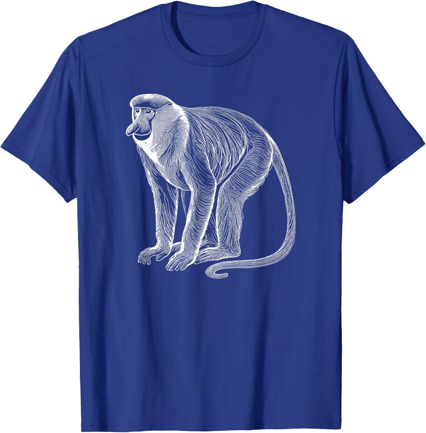 Line Art Proboscis Monkey Long-Nosed Monkey T-Shirt - T-Shirt | Royal
