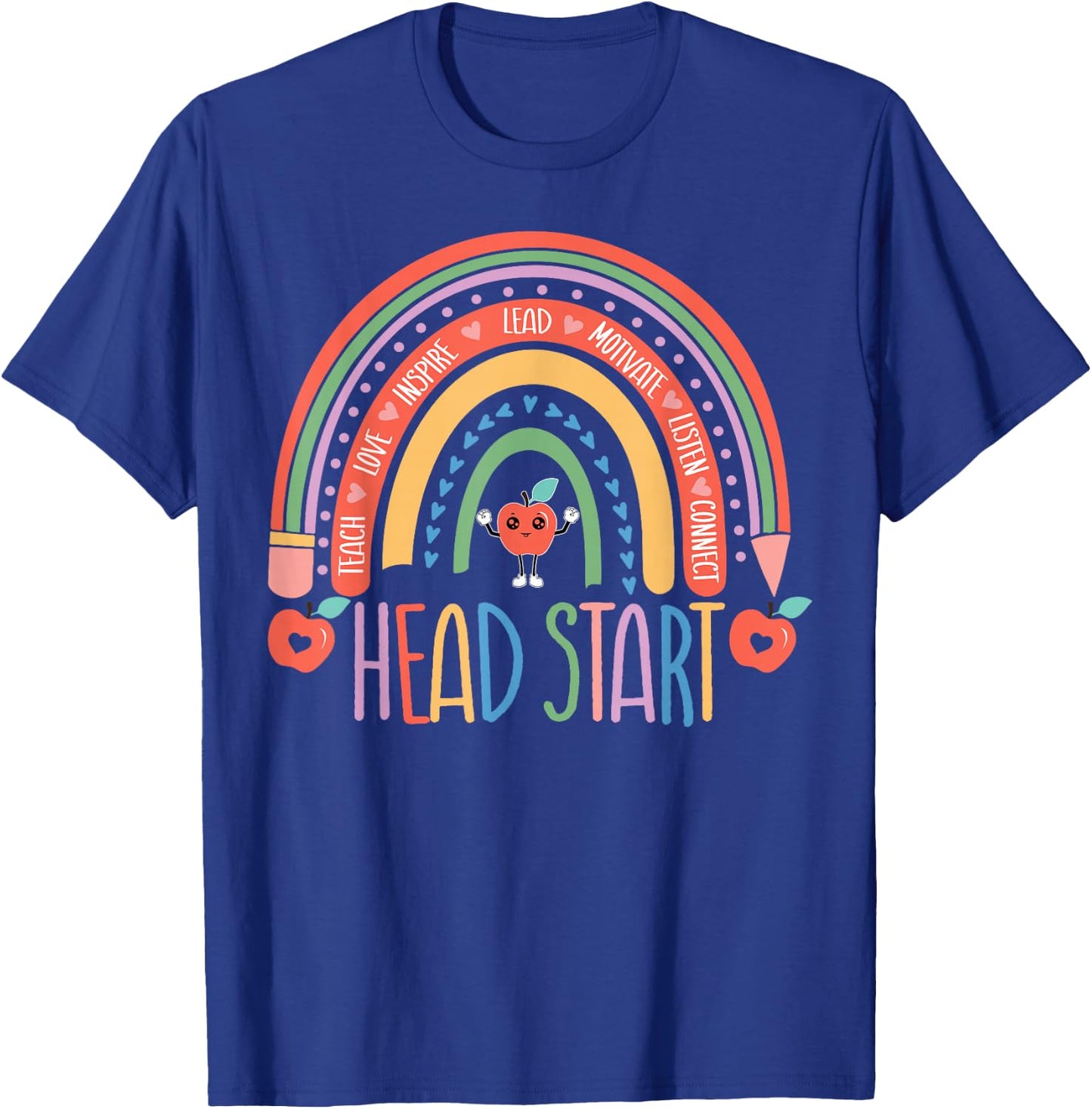 Head Start Rainbow - Back to School - Headstart Teacher T-Shirt - T-Shirt | Royal