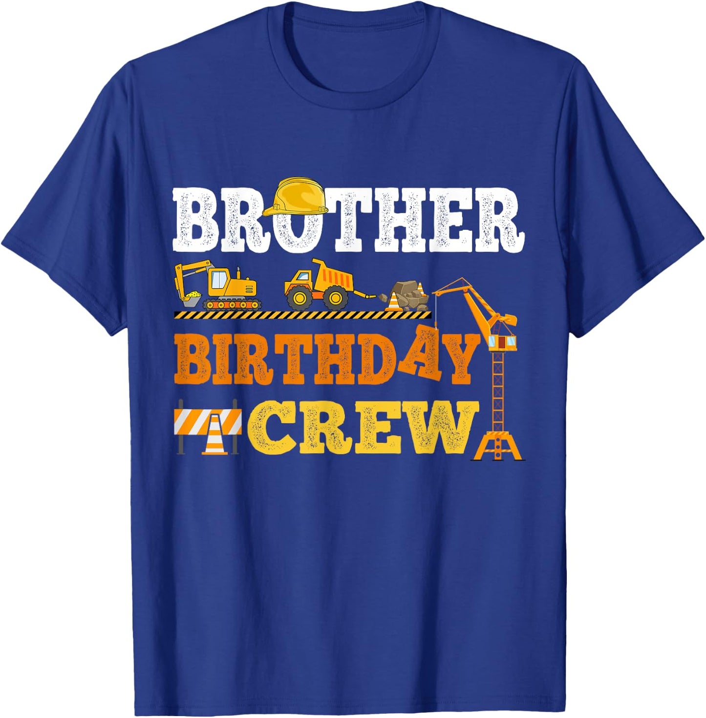 Brother Birthday Crew Construction Excavator Kids Family T-Shirt - T-Shirt | Royal