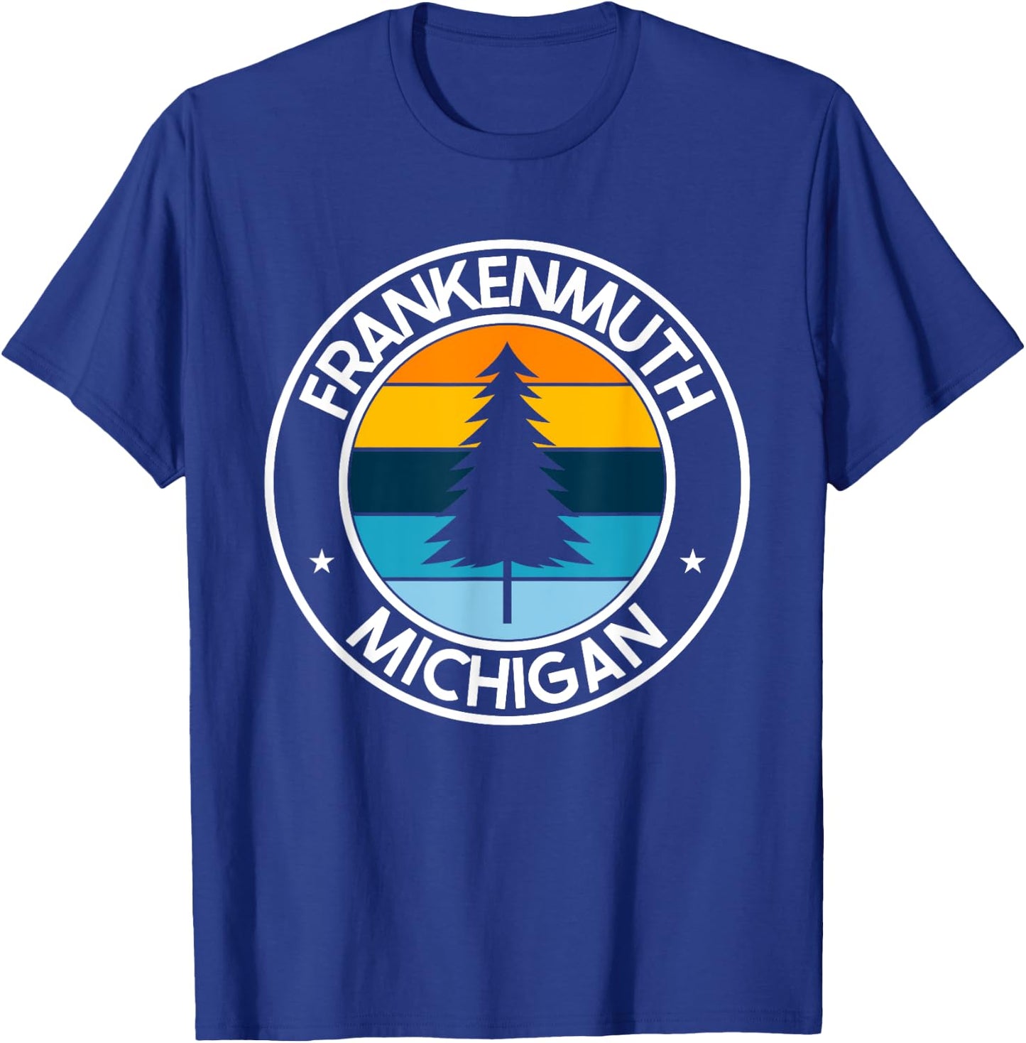 Frankenmuth Michigan MI USA City Pride Retro Sunset T-Shirt - T-Shirt | Royal