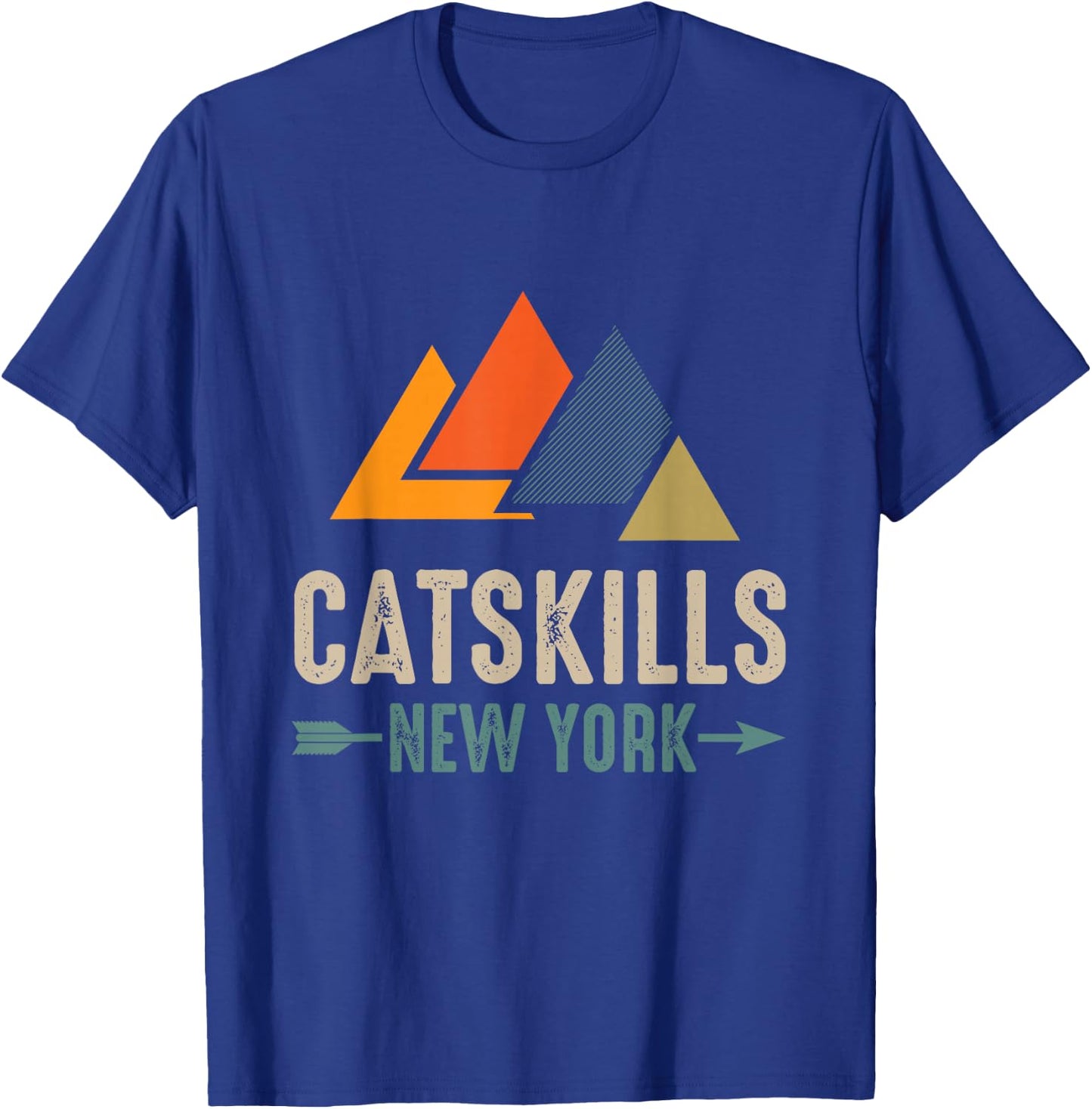 Minimal Geometric Mountains Catskills New York Vintage Retro T-Shirt - T-Shirt | Royal