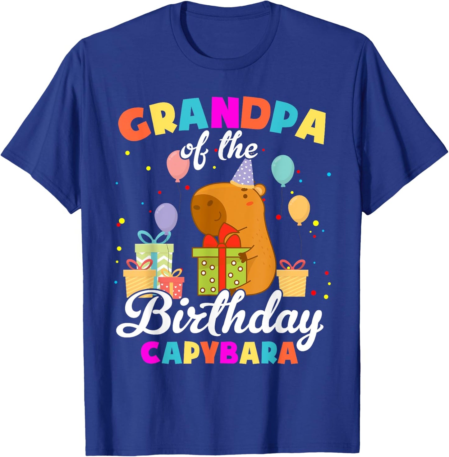 Grandpa Of The Birthday Capybara Family Party T-Shirt - T-Shirt | Royal