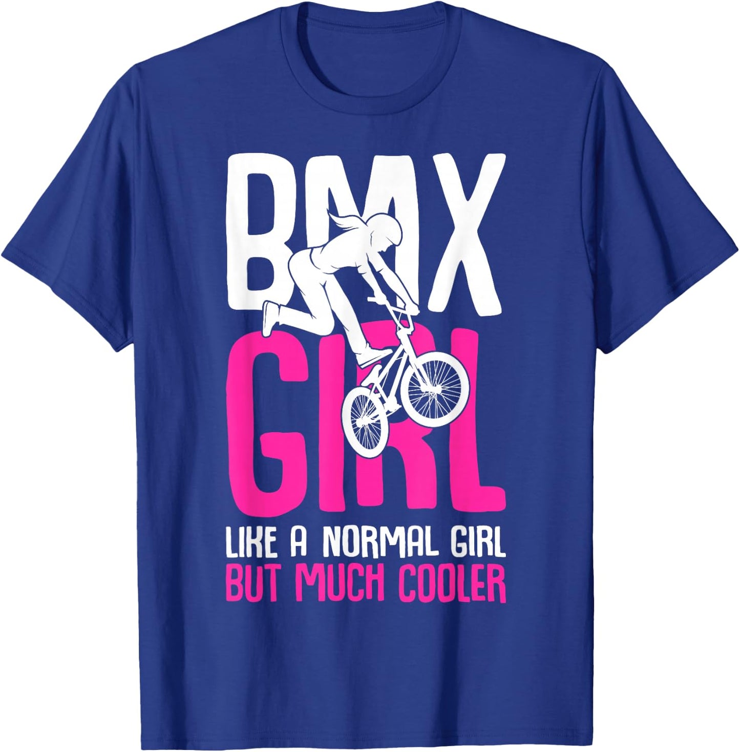 BMX Girl Rider Bike Bicycle Stunt Racing Kids Girls T-Shirt - T-Shirt | Royal