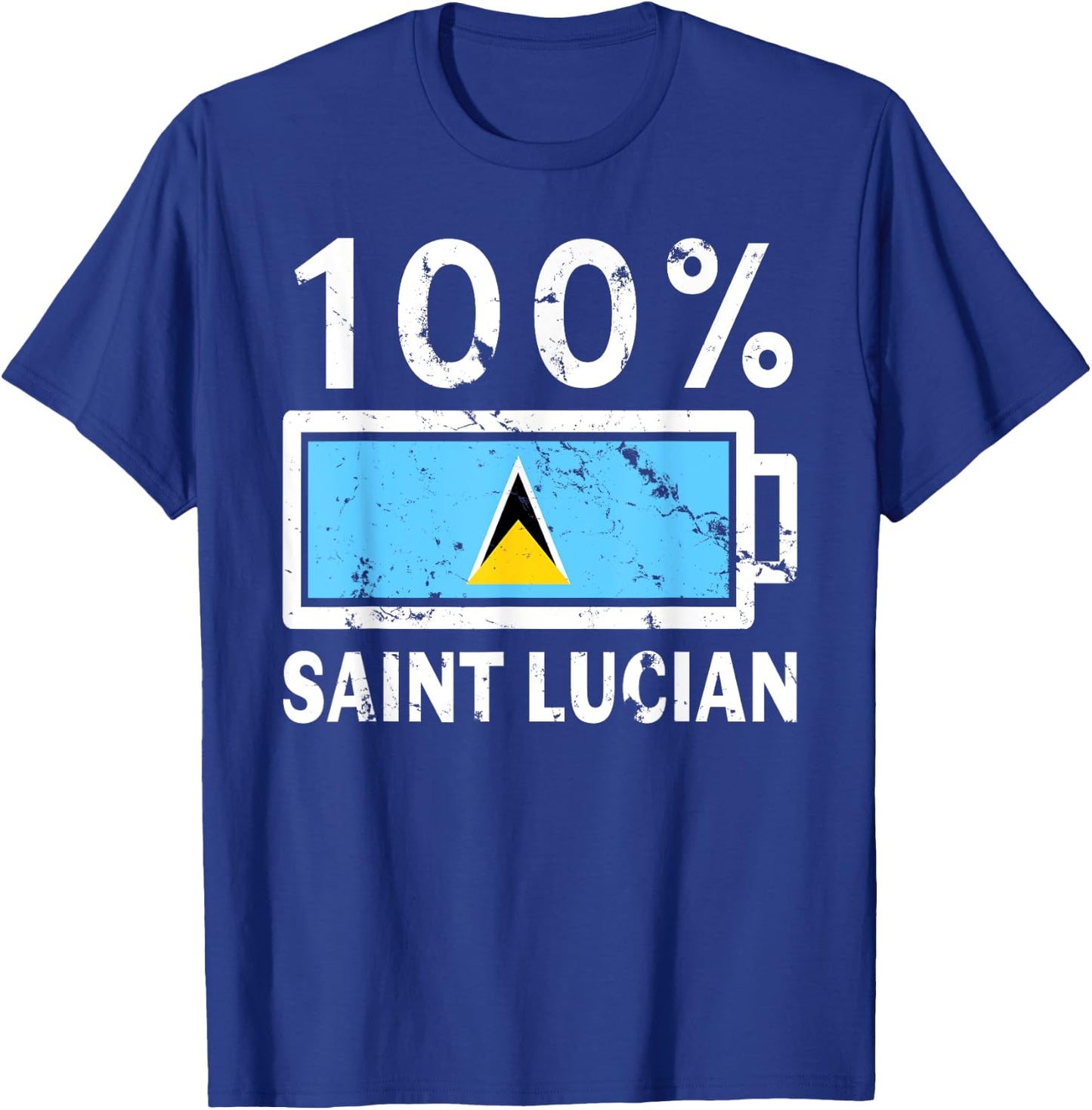 Saint Lucia Flag | 100% Saint Lucian Battery Power Tea T-Shirt - T-Shirt | Royal