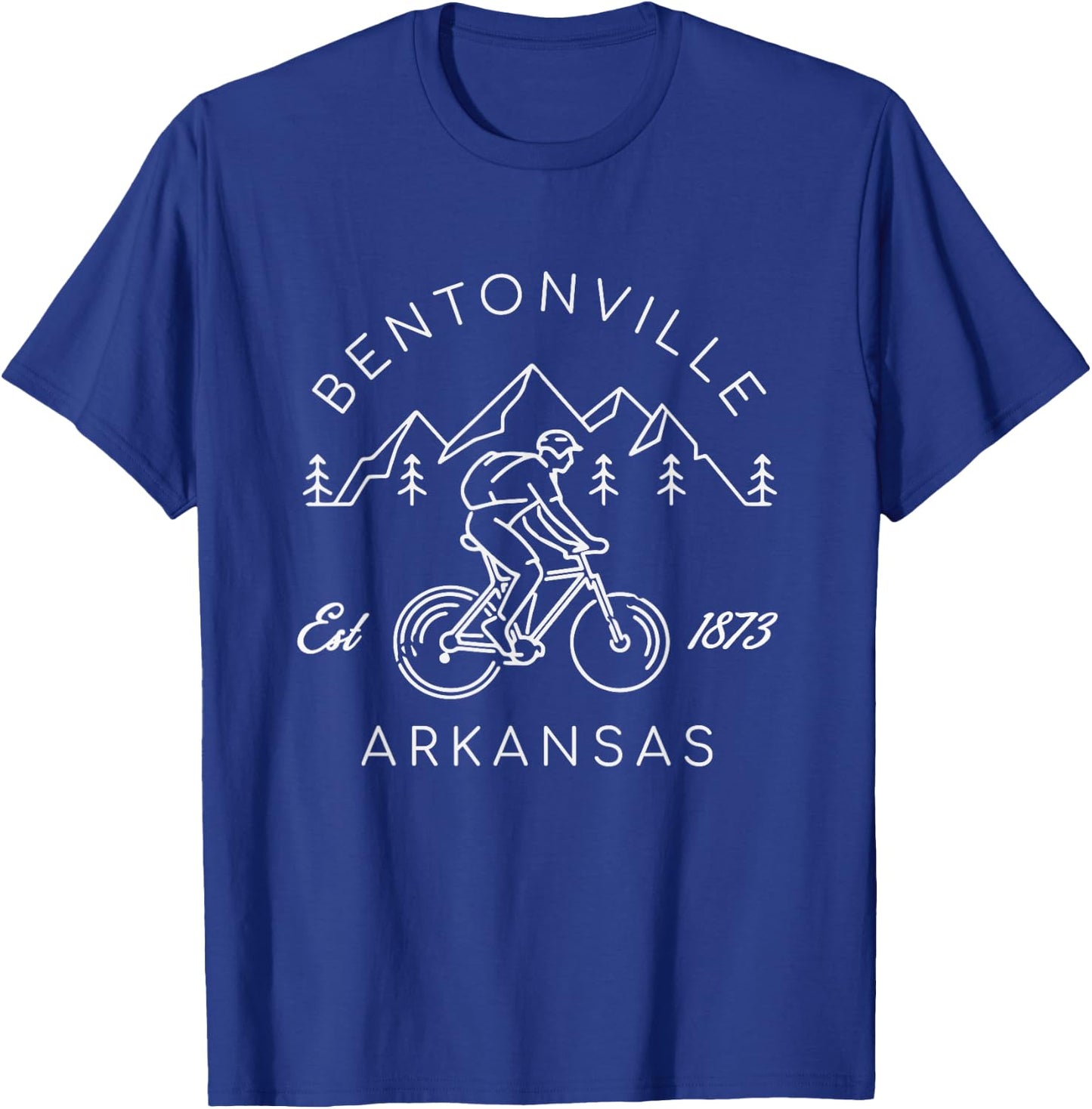 Bentonville Arkansas Mountain Biking Cyclist Simple Line Art T-Shirt - T-Shirt | Royal