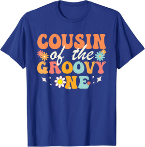Cousin of Groovy One Matching Family First Birthday Party T-Shirt - T-Shirt | Royal