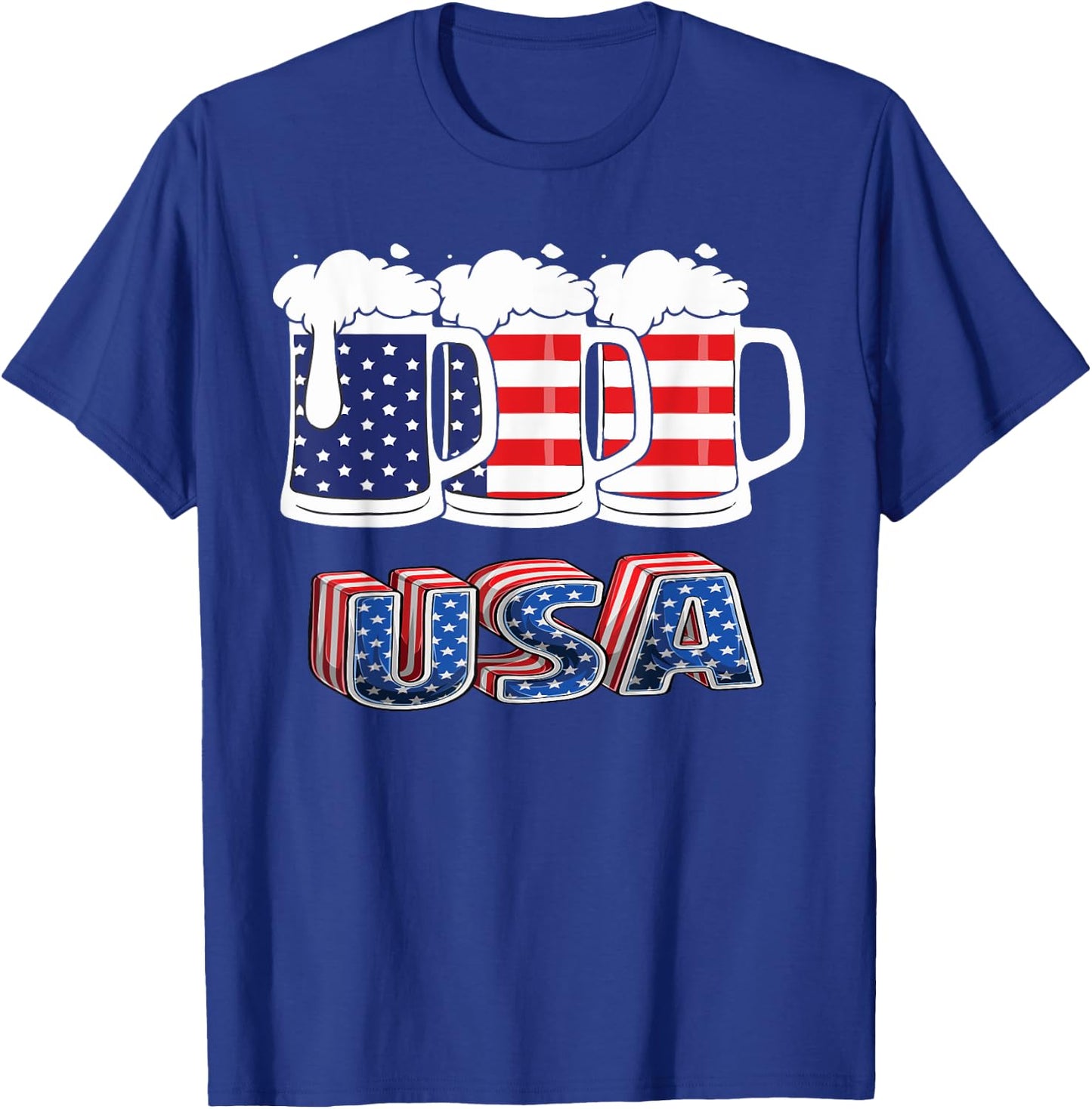 Beer American Flag 4th Of July Merica USA Drinking Team Men T-Shirt - T-Shirt | Royal