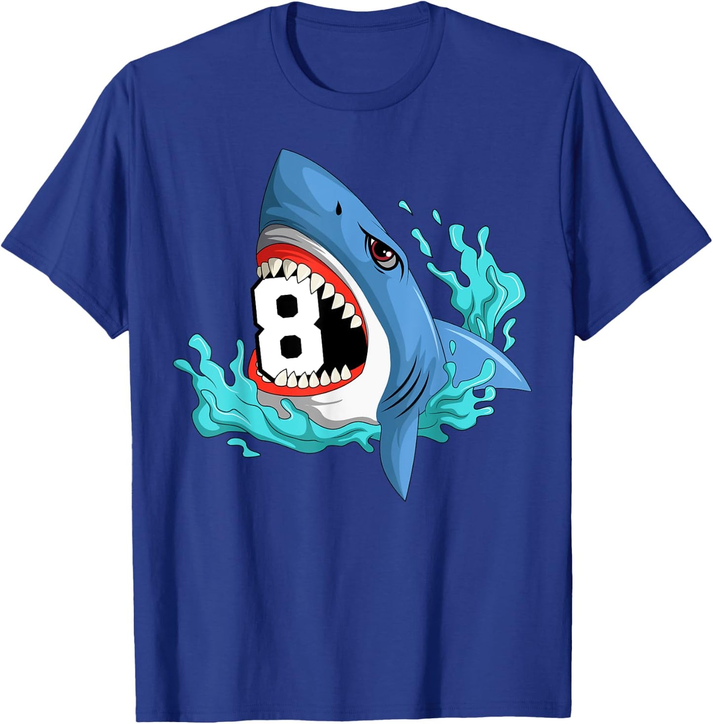 8 Shark Birthday Animal Themed Bday Party Celebration T-Shirt - T-Shirt | Royal