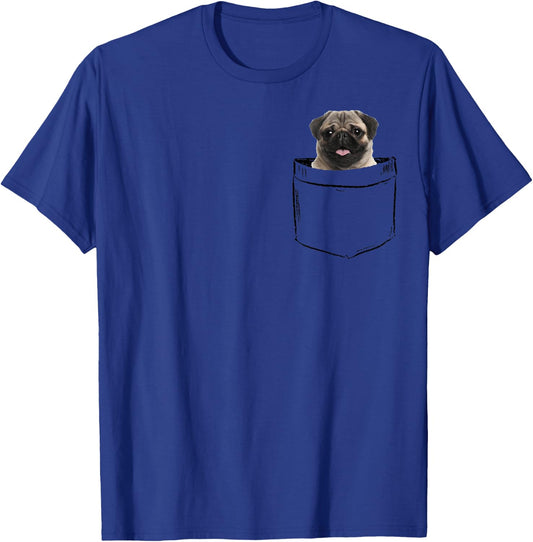 Pocket Pug Dog, Puppy Owners Dad Mom Boy Girl Funny T-Shirt - T-Shirt | Royal