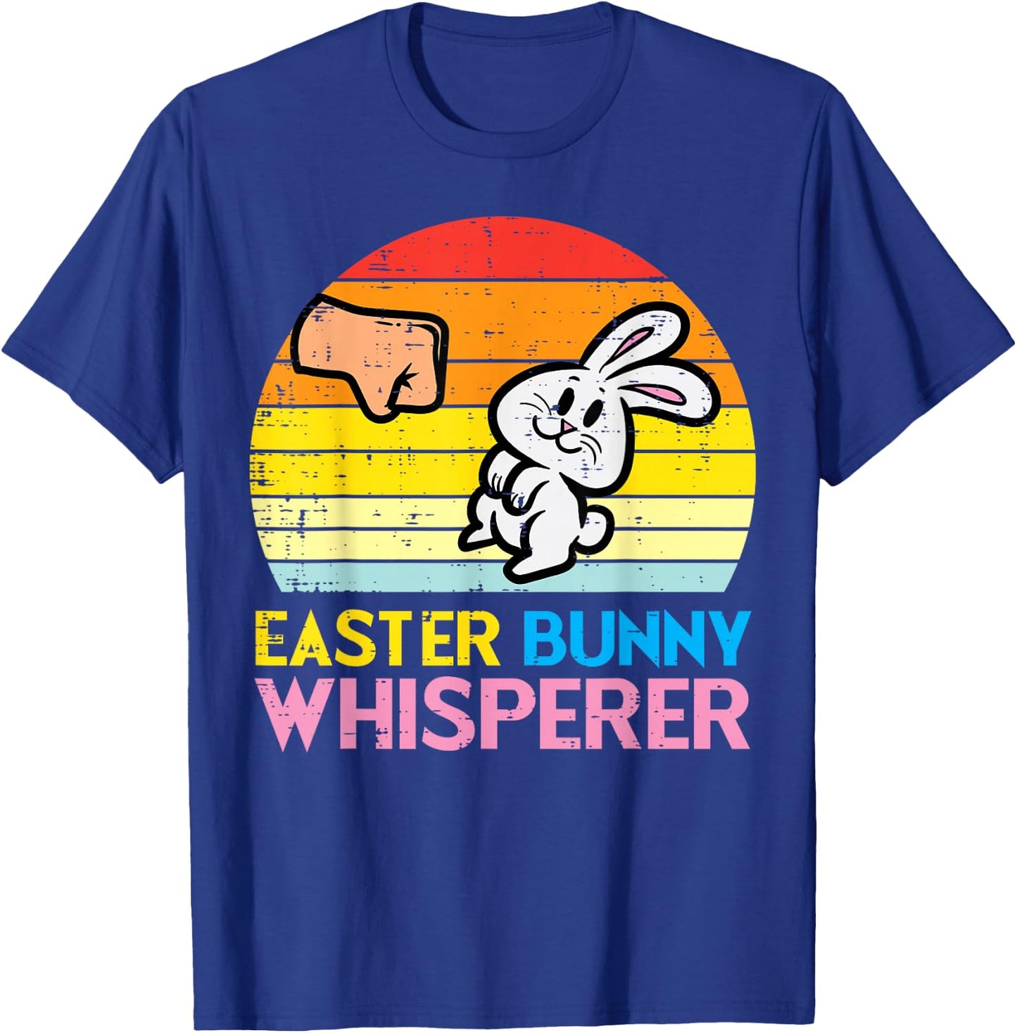 Easter Bunny Whisperer Fist Bump Retro Rabbit Men Women Kids T-Shirt - T-Shirt | Royal