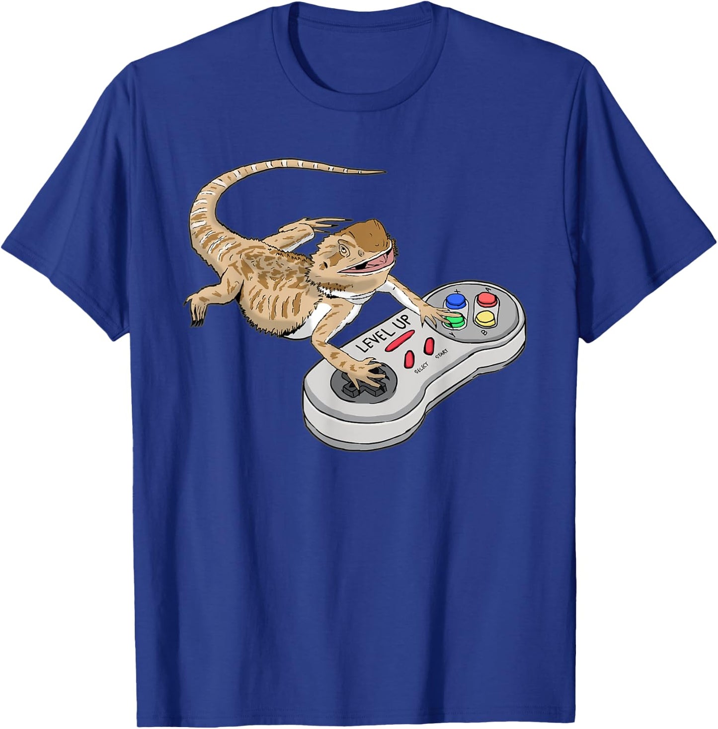 Bearded Dragon Playing Video Game Reptiles Pagona Gamers Small T-Shirt - T-Shirt | Royal