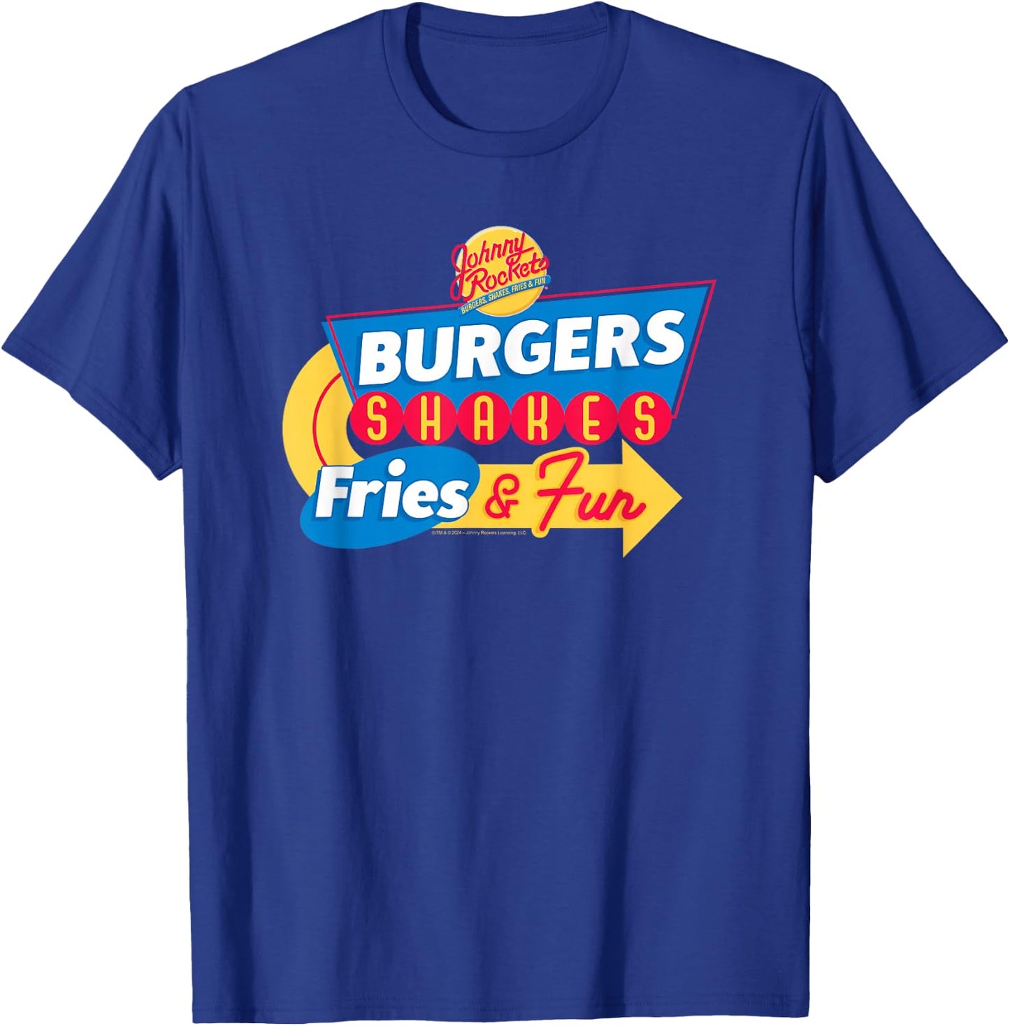 Johnny Rockets Direction Sign Fast Food T-Shirt - T-Shirt | Royal