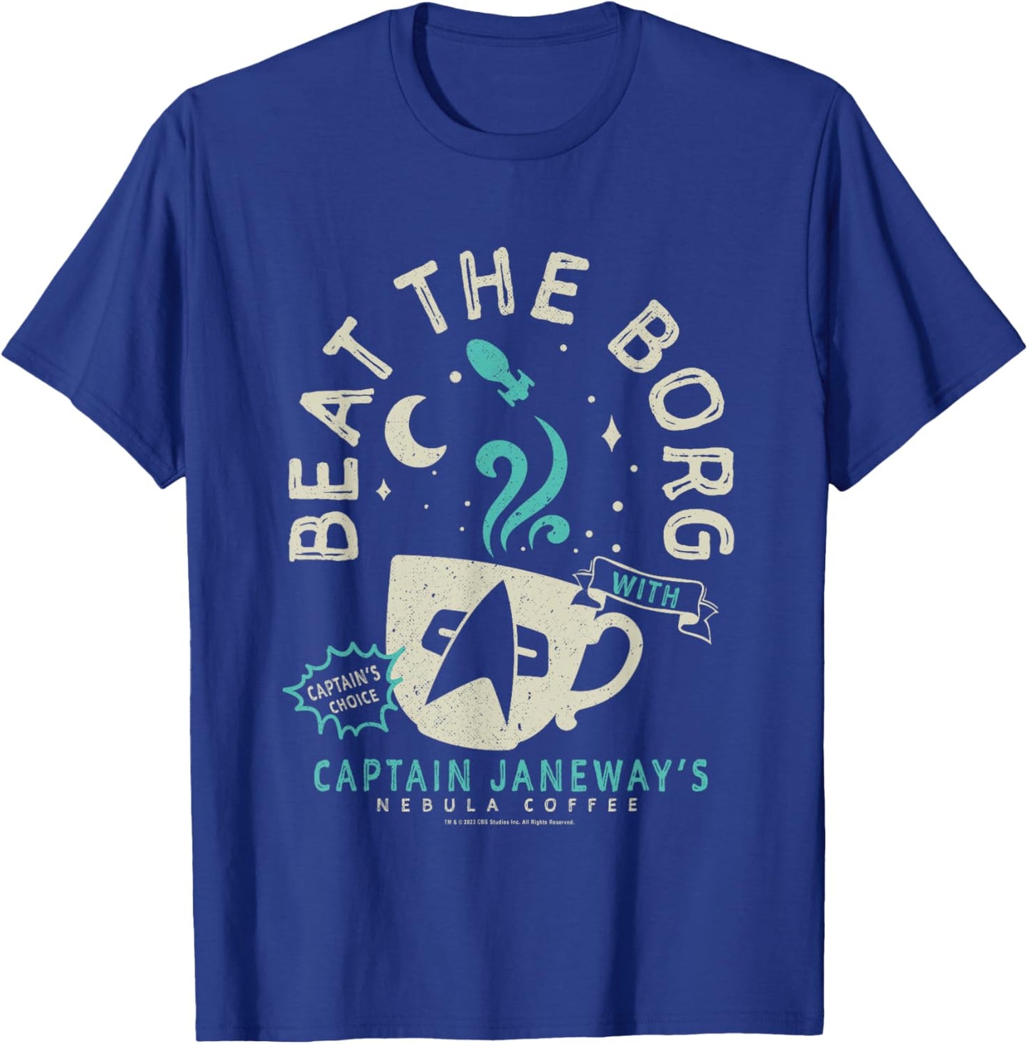 Star Trek: Voyager Captain Janeway's Beat The Borg Cup T-Shirt - T-Shirt | Royal