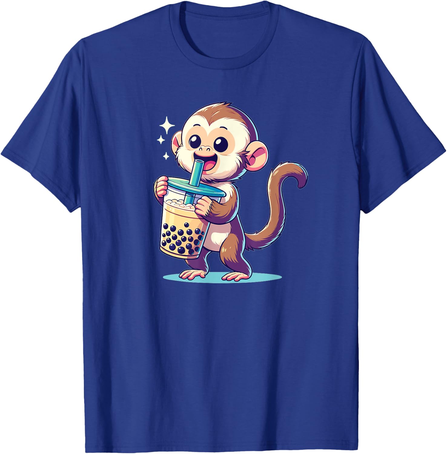 Kawaii Monkey Bubble Tea Boba Cappuccino Monkey T-Shirt - T-Shirt | Royal