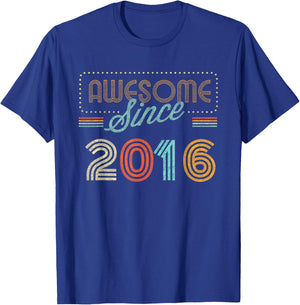 Awesome Since 2016 Year of Birth Birthday T-Shirt - T-Shirt | Royal