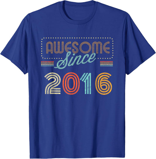 Awesome Since 2016 Year of Birth Birthday T-Shirt - T-Shirt | Royal