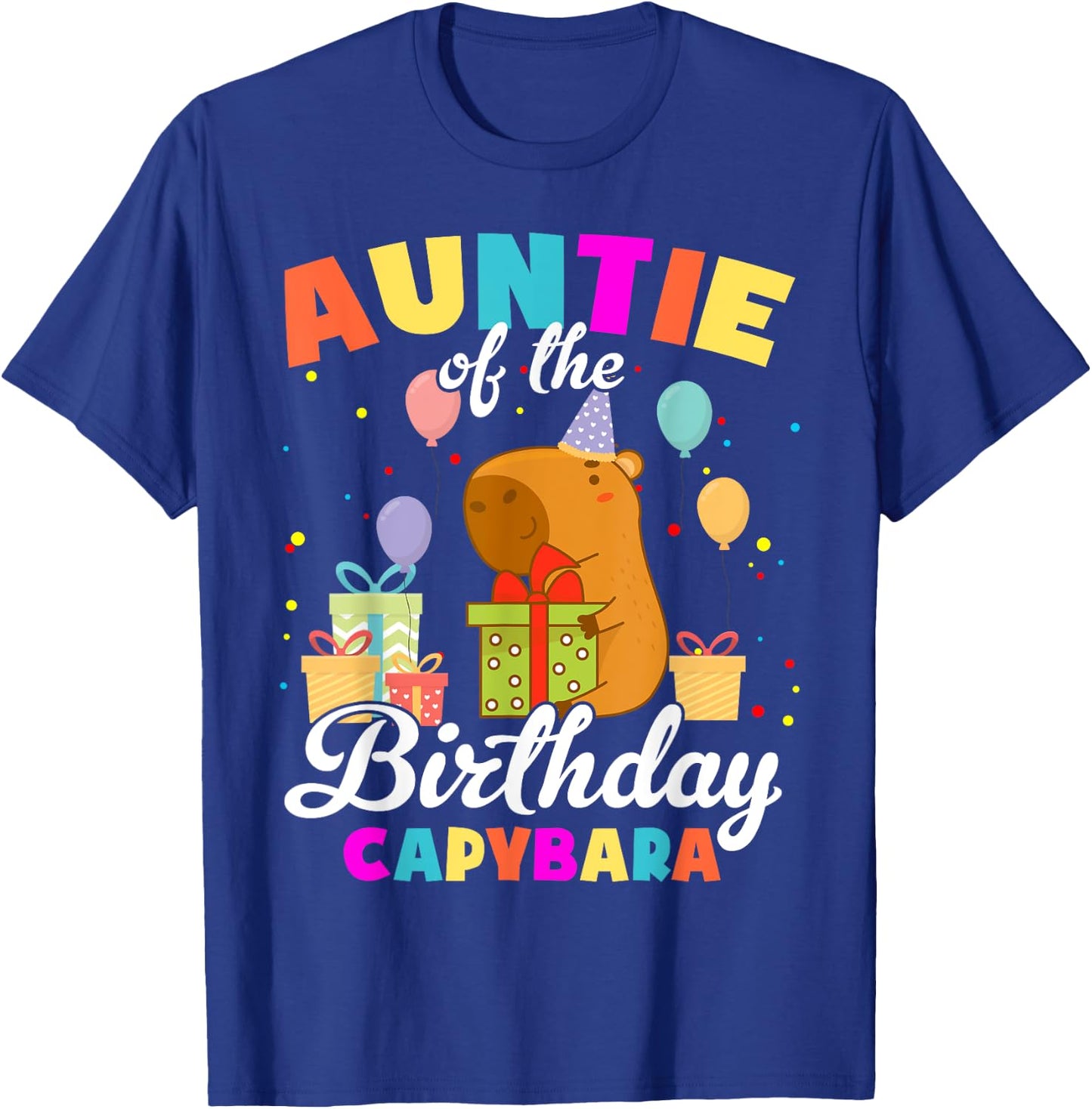 Auntie Of The Birthday Capybara Family Party T-Shirt - T-Shirt | Royal