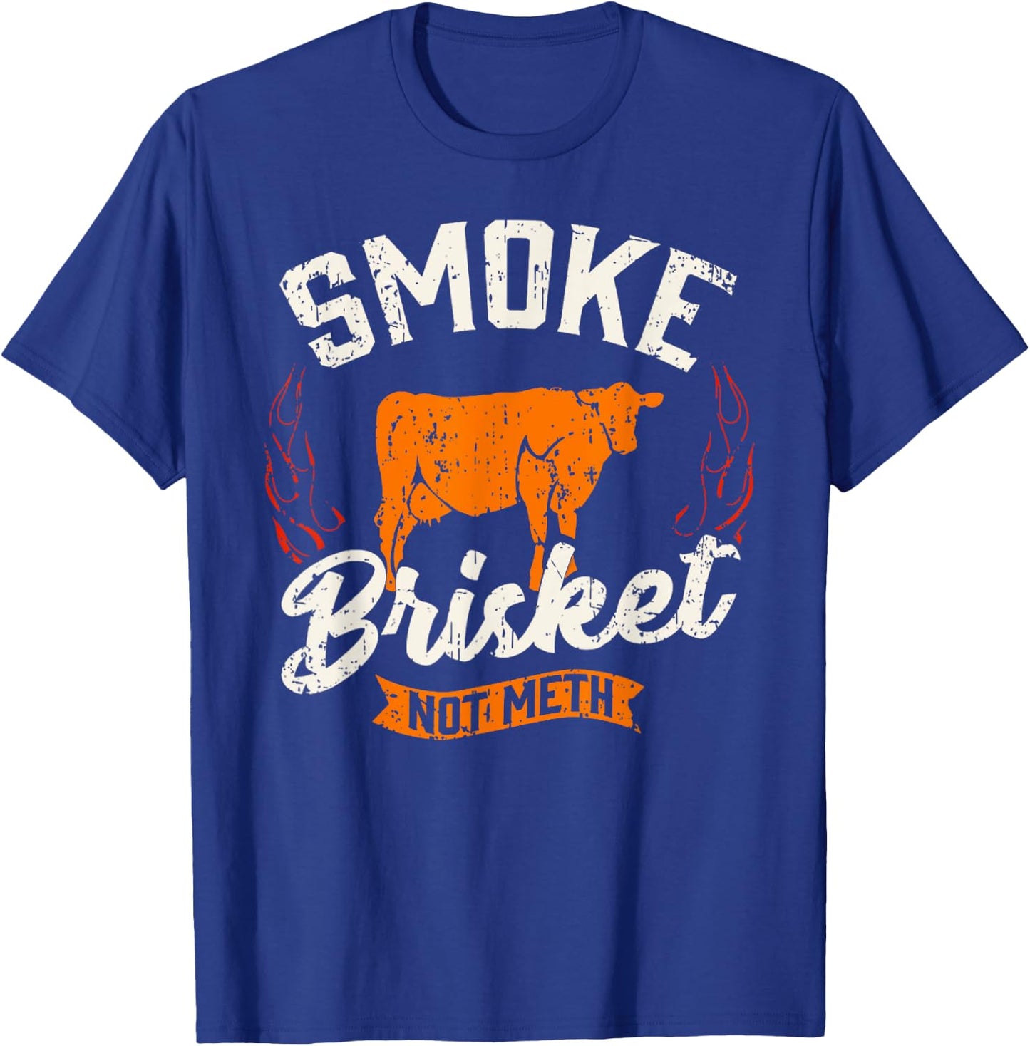 Vintage Smoke Brisket Not Meth Barbeque Meat Grilling Bbq T-Shirt - T-Shirt | Royal