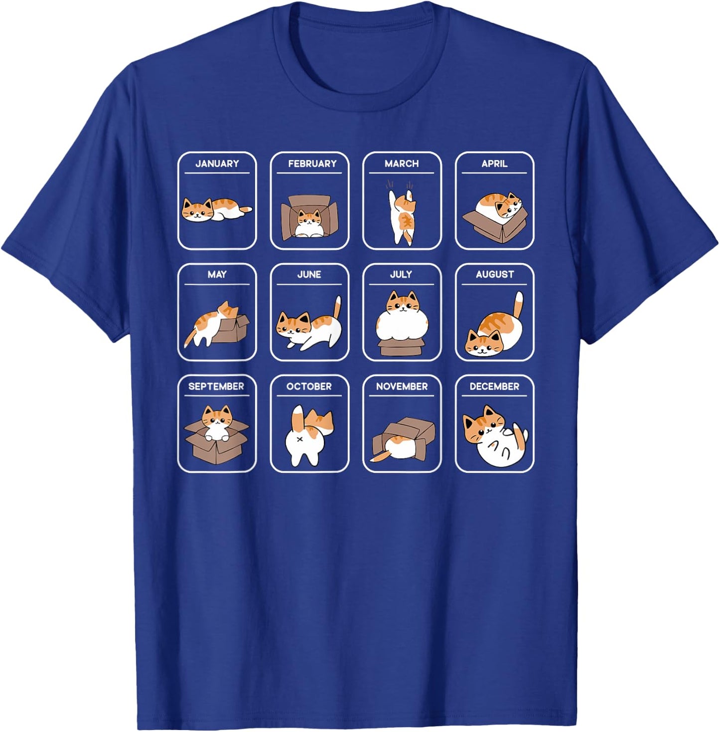 Cat Calendar Men Women & Kids Funny Cat T-Shirt - T-Shirt | Royal