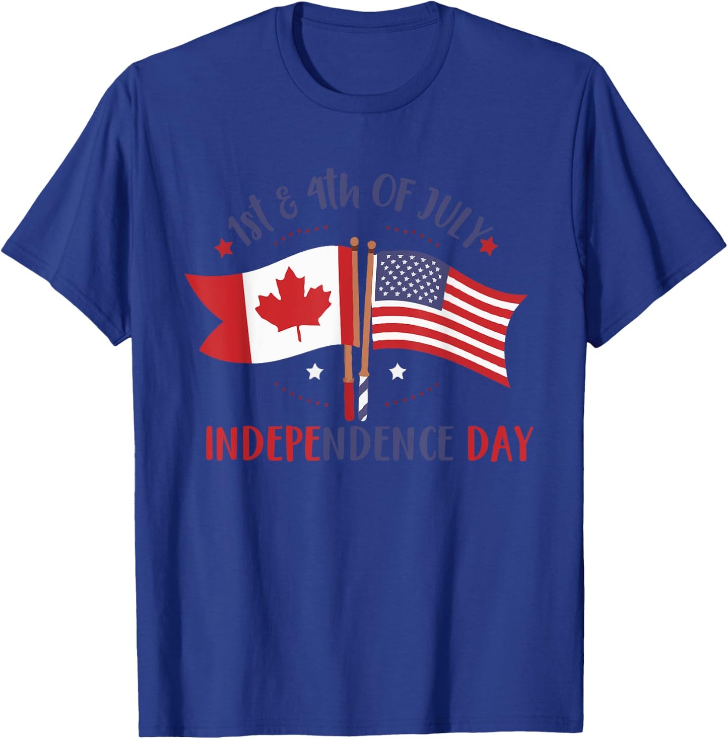HAPPY INDEPENDENCE DAY Canadian American FLAG 4th of July Men T-Shirt - T-Shirt | Royal