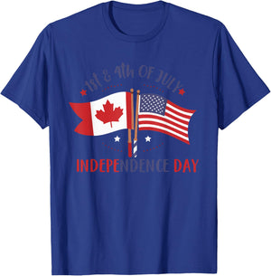 HAPPY INDEPENDENCE DAY Canadian American FLAG 4th of July Men T-Shirt - T-Shirt | Royal