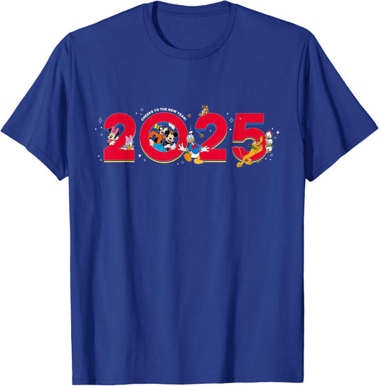 Disney Characters Mickey & Pals Cheers to The New Year 2025 T-Shirt - T-Shirt | Royal
