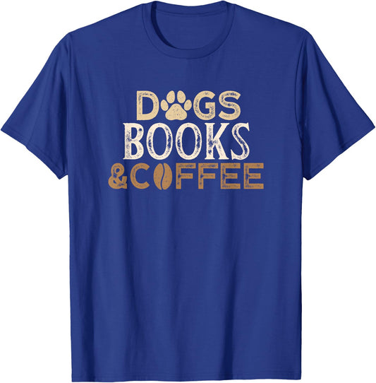 Dogs Books & Coffee T-Shirt - T-Shirt | Royal