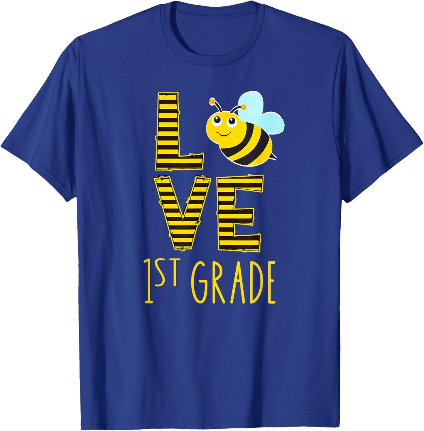 Love 1st Grade Back To School Yellow Bee 1st Grade Teacher T-Shirt - T-Shirt | Royal
