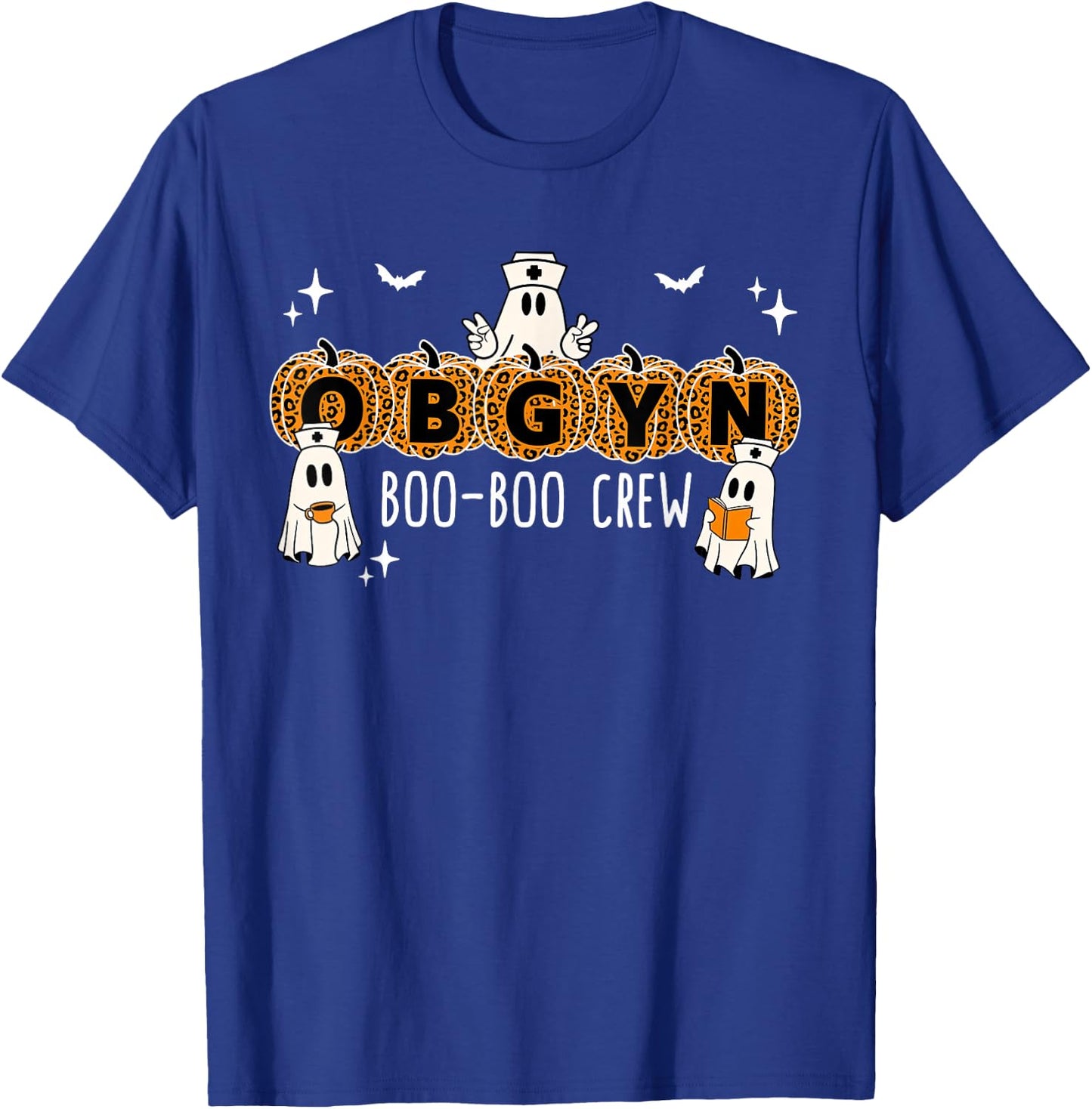 OBGYN Boo Boo Crew Obstetrics Nurse Ghost Pumpkin Halloween T-Shirt - T-Shirt | Royal
