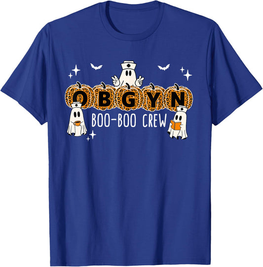 OBGYN Boo Boo Crew Obstetrics Nurse Ghost Pumpkin Halloween T-Shirt - T-Shirt | Royal