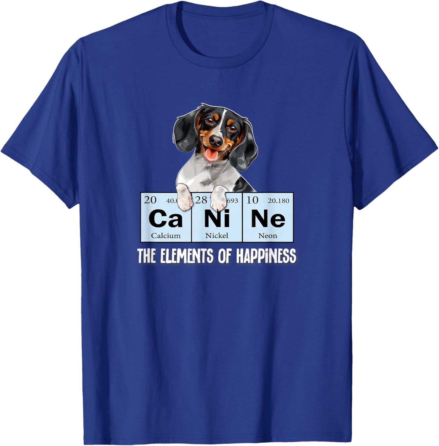 Funny Elements of Happiness Piebald Dachshund Lover T-Shirt - T-Shirt | Royal