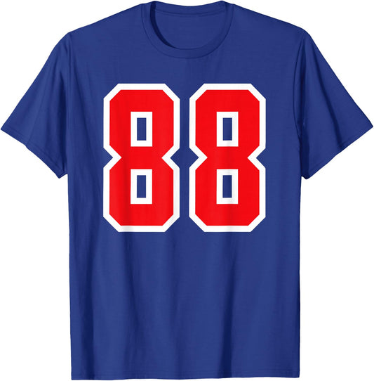White Red Sports Team Number #88 T-Shirt - T-Shirt | Royal