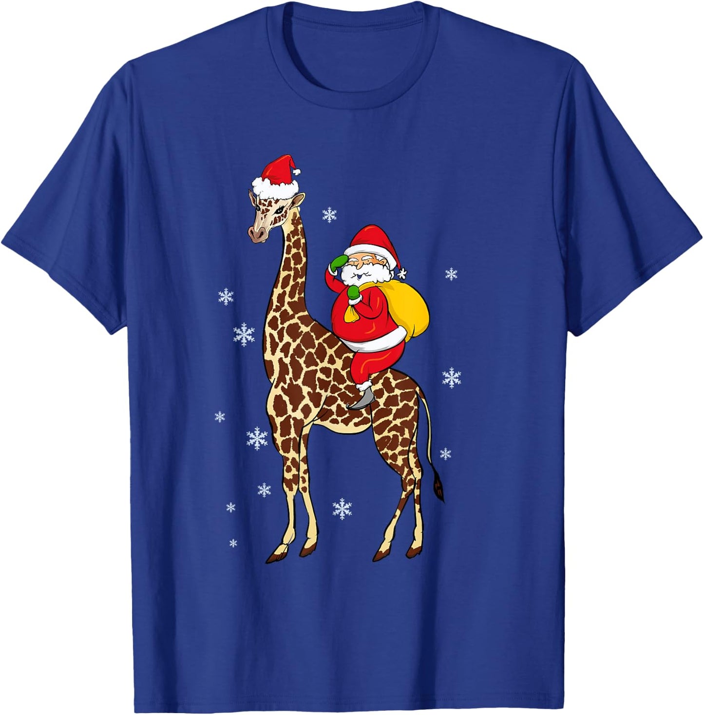 Funny Santa Giraffe Christmas Pajama Gift Women Kids T-Shirt - T-Shirt | Royal