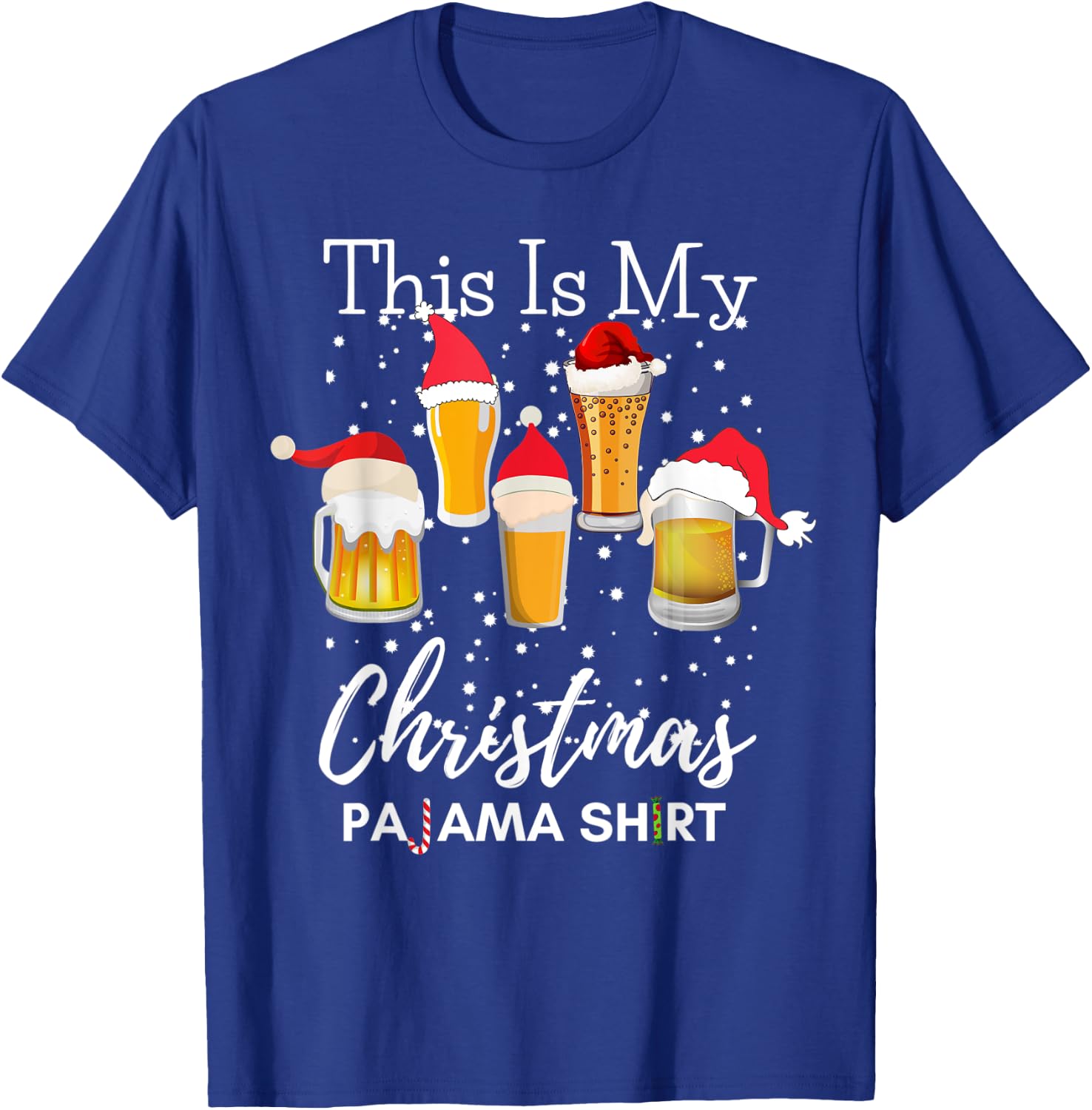 This Is My Christmas Pajama Beer Drinking Santa Funny T-Shirt - T-Shirt | Royal