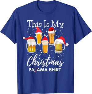 This Is My Christmas Pajama Beer Drinking Santa Funny T-Shirt - T-Shirt | Royal
