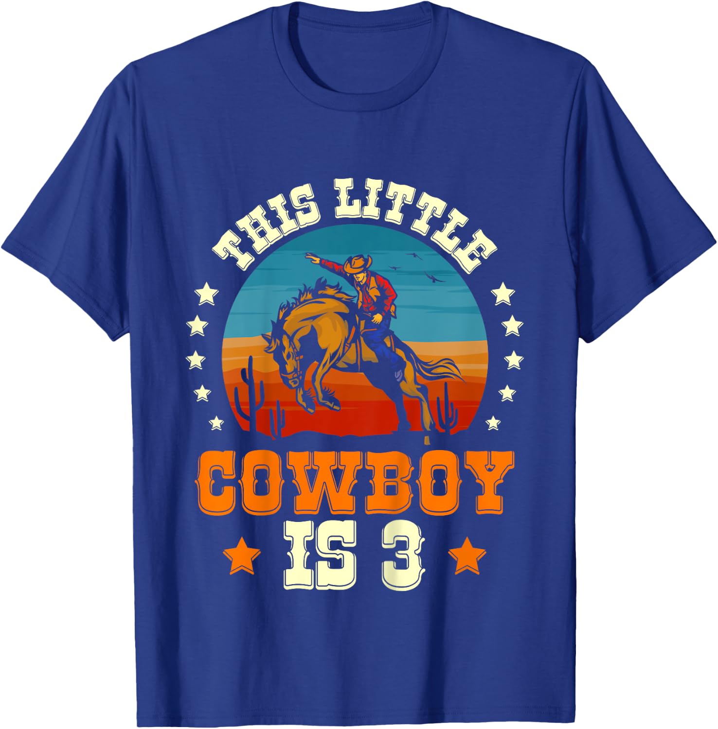 Kids Cowboy 3rd Birthday Boys 3 Year Old Rodeo Western Horse T-Shirt - T-Shirt | Royal