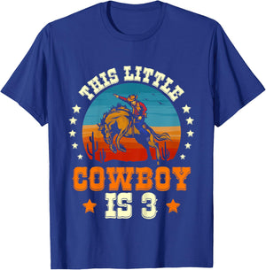 Kids Cowboy 3rd Birthday Boys 3 Year Old Rodeo Western Horse T-Shirt - T-Shirt | Royal