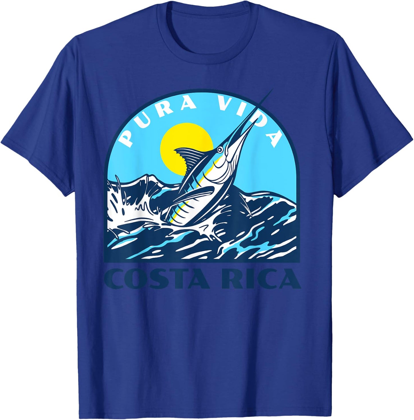Pura Vida Costa Rica Fishing -Marlin and Sailfish Adventure T-Shirt - T-Shirt | Royal