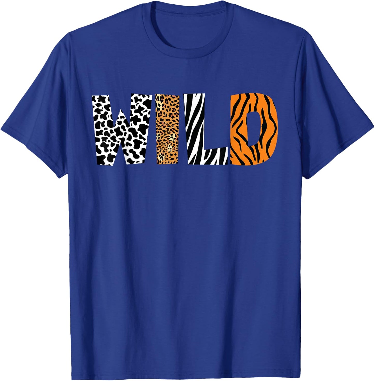 Wild Animal Pattern Cow Leopard Zebra Tiger Animal Print Small T-Shirt - T-Shirt | Royal