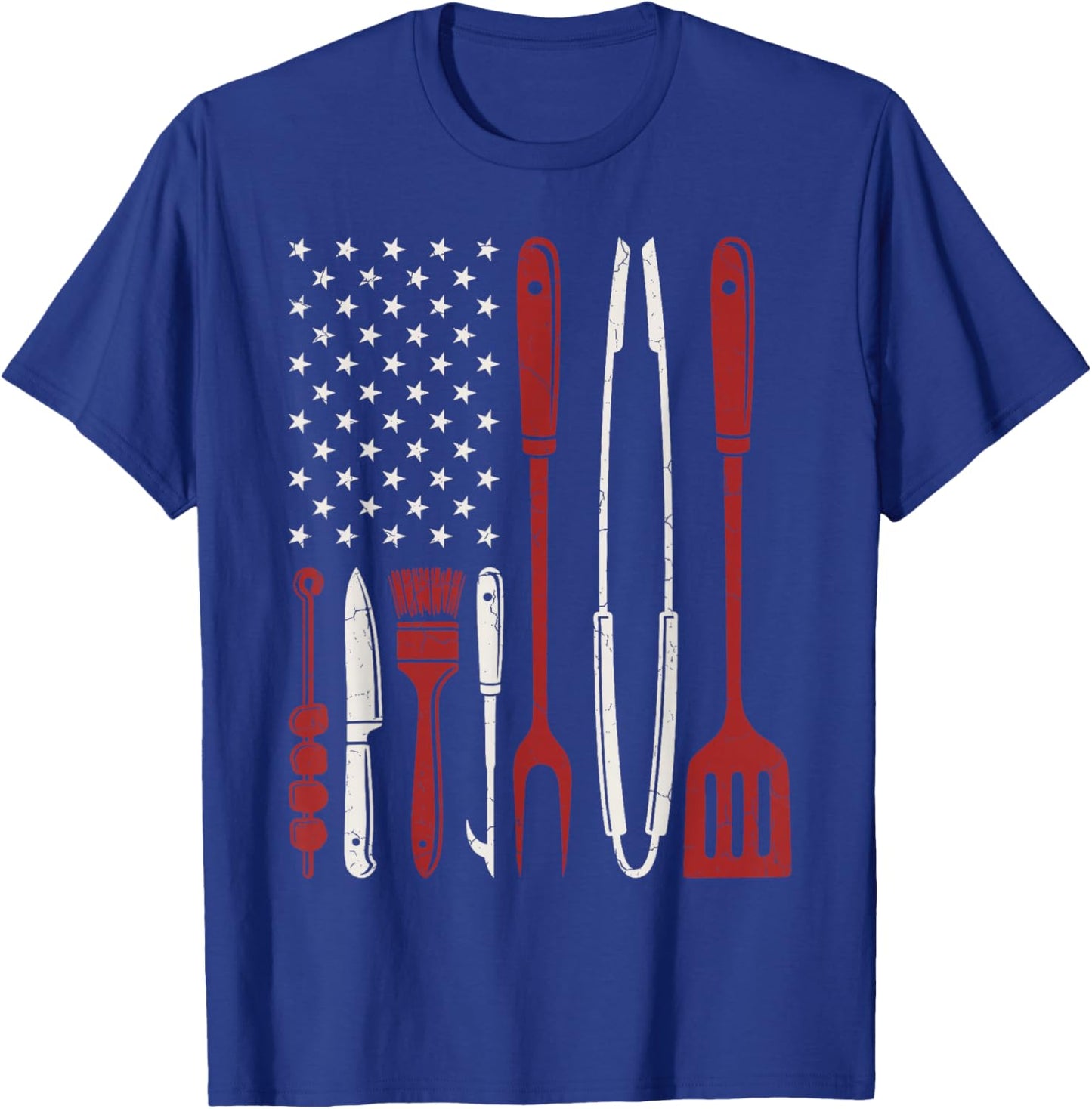 Barbecue USA Flag Grilling BBQ Eater Maker Barbecue Lover T-Shirt - T-Shirt | Royal