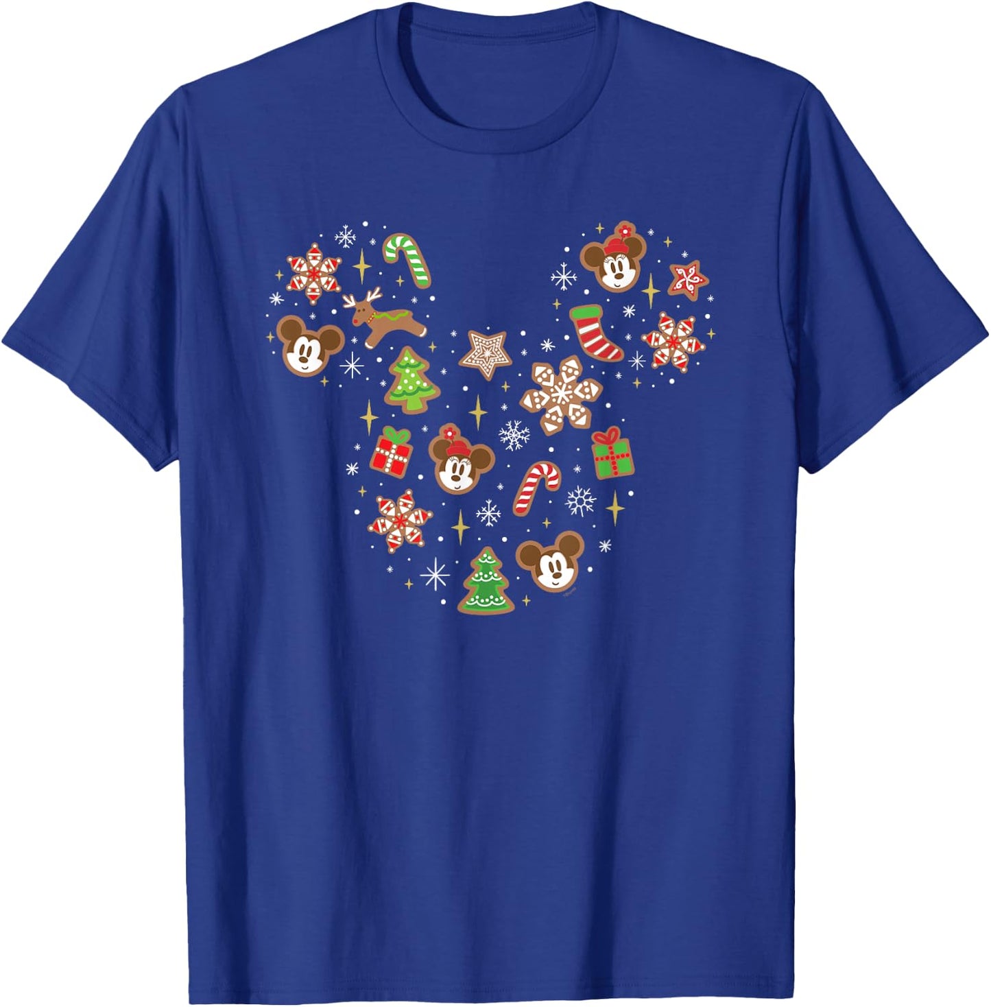 Disney Mickey & Minnie Head Gingerbread Christmas Holiday T-Shirt - T-Shirt | Royal