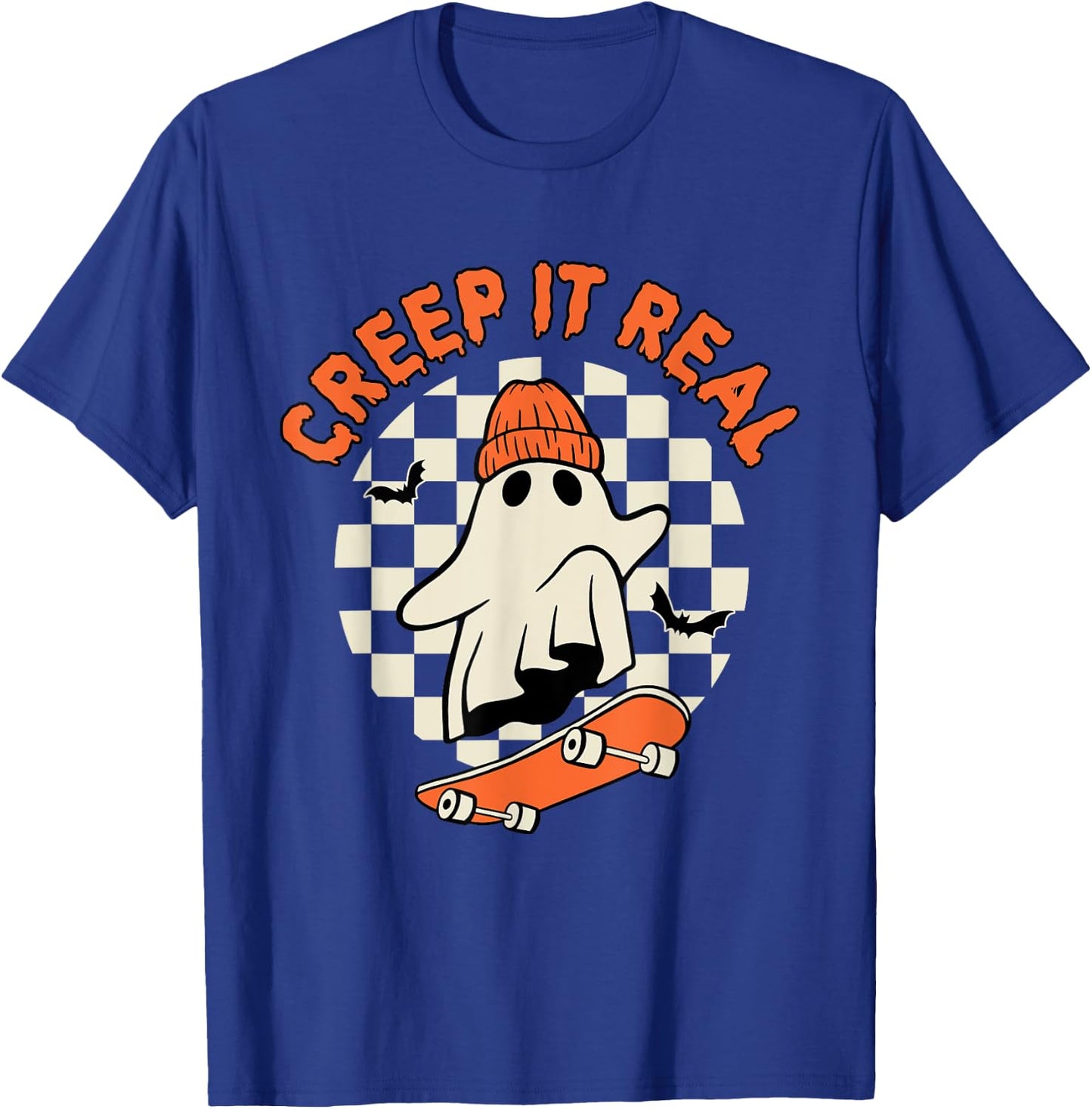 Vintage Retro Halloween Creep It Real Ghost Boy Fall Season T-Shirt - T-Shirt | Royal