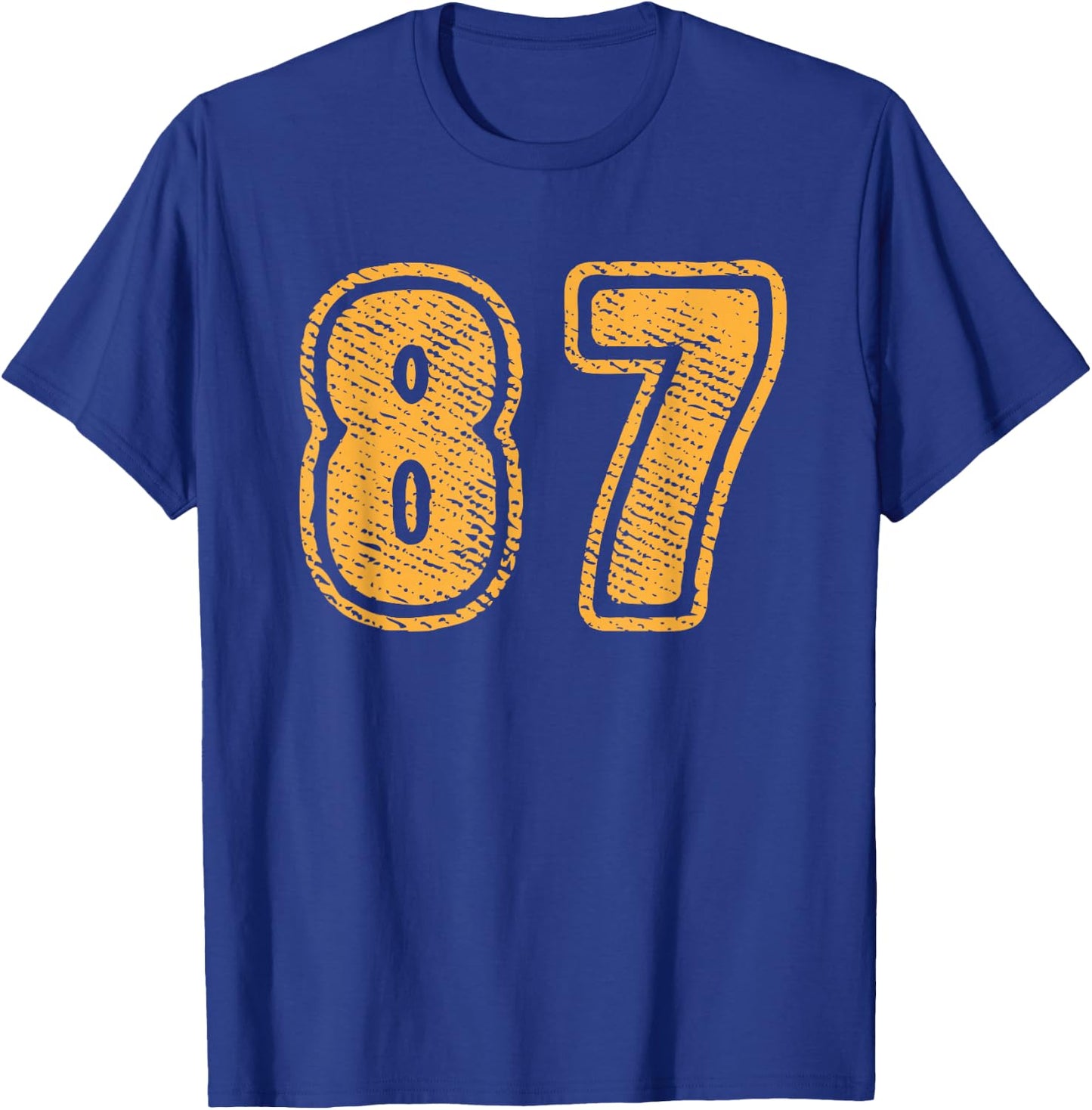 Number 87 On Front Big Bold 87 Team Group Player Matching T-Shirt - T-Shirt | Royal