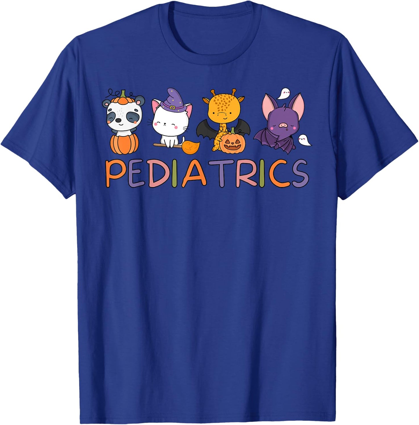 Pediatrics Spooky Animals Pumpkin PEDS Nurse Halloween T-Shirt - T-Shirt | Royal