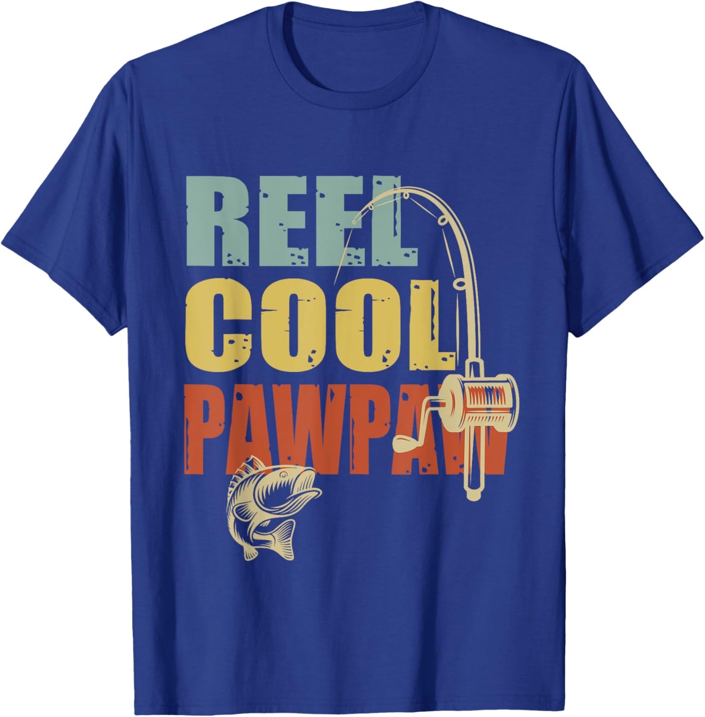Reel Cool Pawpaw Funny Fisherman Vintage Fishing Design T-Shirt - T-Shirt | Royal